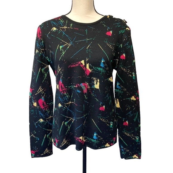 Emporio Armani multicolor paint splattered wool blend sweater - Picture 1 of 11